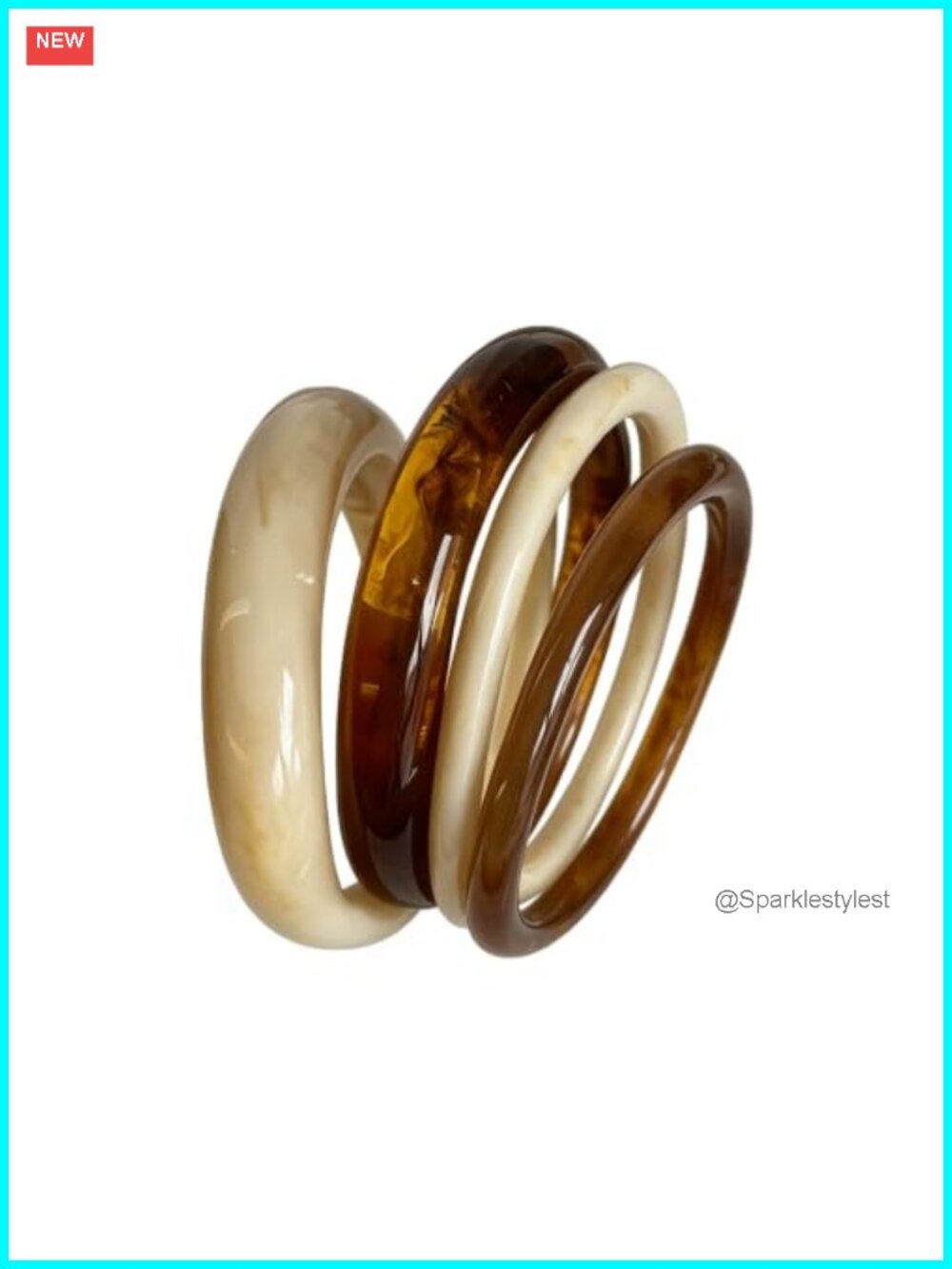 Chunky Acrylic Resin Bangle Set 4PC Stackable Statement Bracelets
